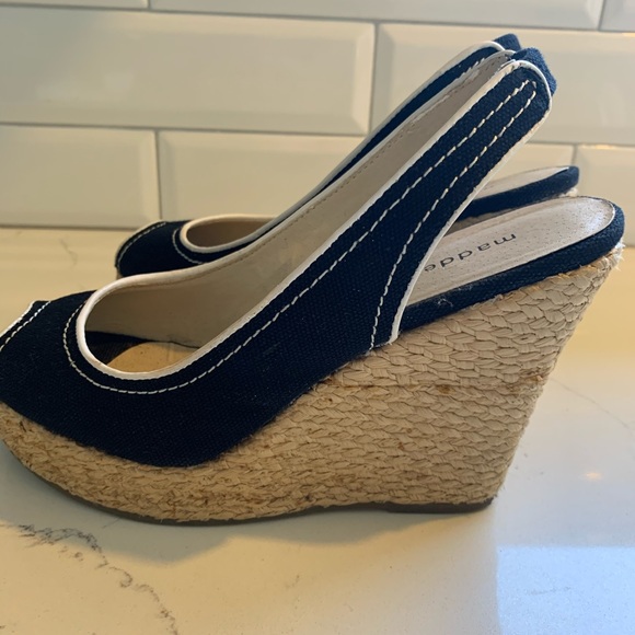 Madden Girl wedge sandals blk/wht espadrille 6.5 - Picture 6 of 8